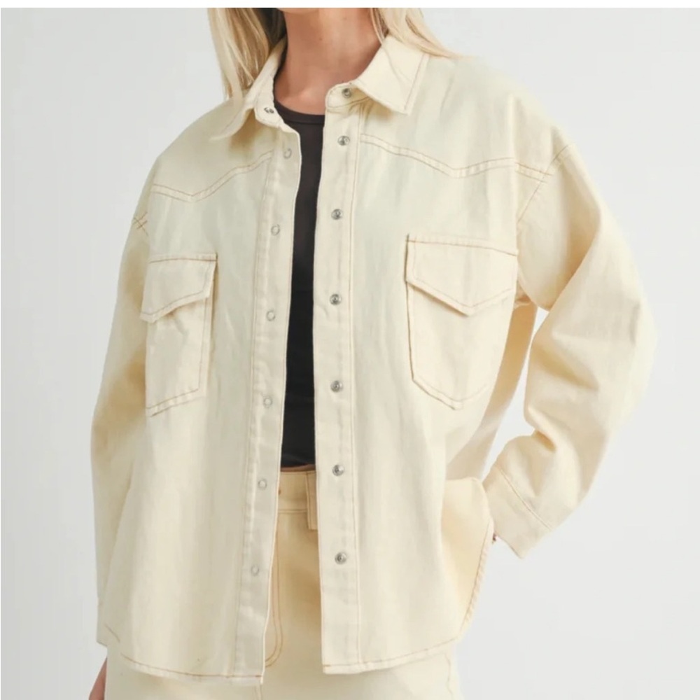 Women’s Cream Button Long sleeve